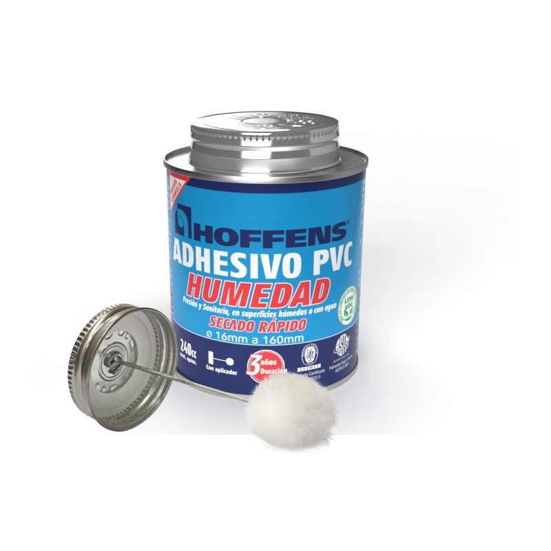 ADHESIVO PVC  LATA - PRESION Y SANITARIO EN SUPERFICIES HÚMEDAD O CON AGUA - 240 CC. - HOFFENS.