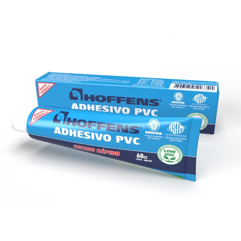 ADHESIVO PVC POMO - SECADO RÁPIDO 60 CC. TUBERÍAS - FITTING Y CANALETAS - HOFFENS.